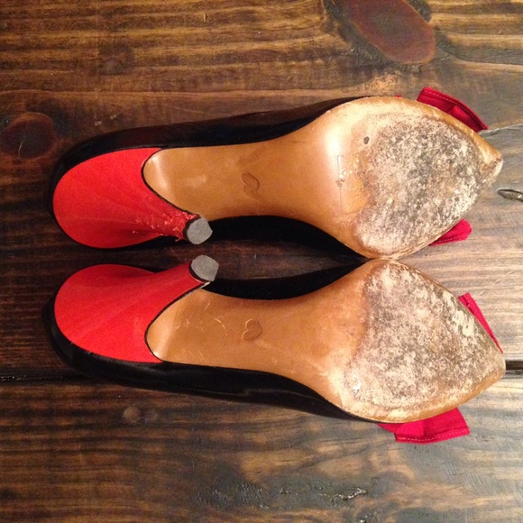 Moschino cheap and chic designer cheapandchic black patent red heel bow 6 as is - Picture 9 of 16